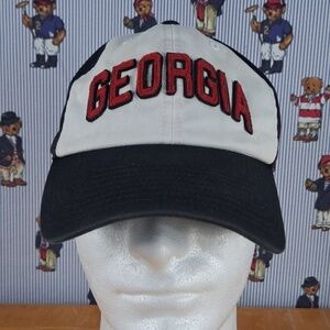 Georgia Bulldogs raised embroidered spellout black & red SM casual fitted hat